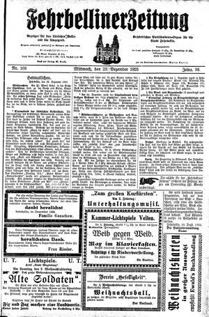 Fehrbelliner Zeitung vom 23.12.1925
