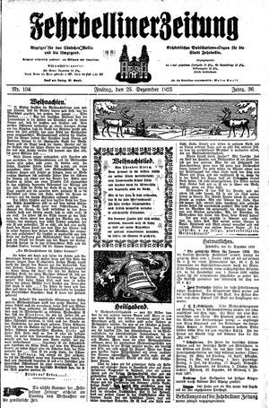 Fehrbelliner Zeitung vom 25.12.1925