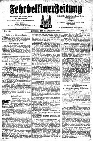 Fehrbelliner Zeitung vom 30.12.1925