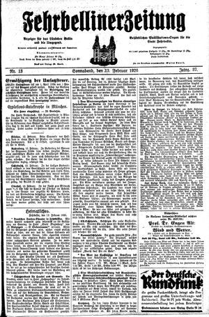 Fehrbelliner Zeitung vom 13.02.1926