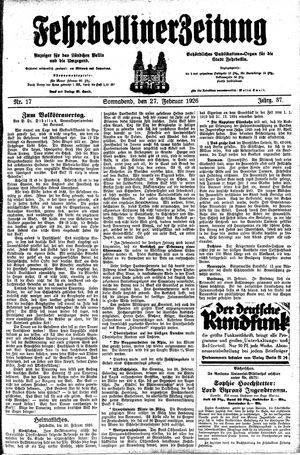 Fehrbelliner Zeitung vom 27.02.1926