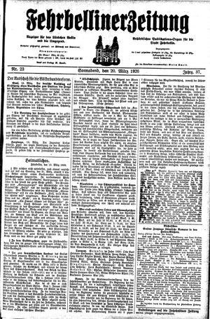 Fehrbelliner Zeitung vom 20.03.1926