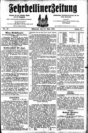 Fehrbelliner Zeitung vom 19.05.1926