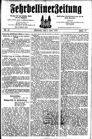 Fehrbelliner Zeitung vom 02.06.1926