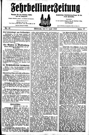Fehrbelliner Zeitung vom 09.06.1926