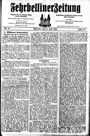 Fehrbelliner Zeitung vom 16.06.1926