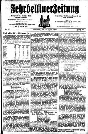 Fehrbelliner Zeitung vom 23.06.1926