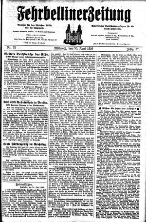 Fehrbelliner Zeitung vom 30.06.1926