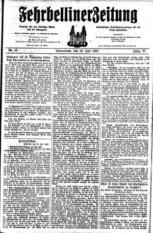 Fehrbelliner Zeitung vom 24.07.1926