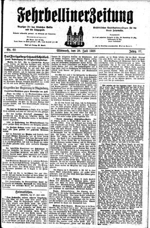 Fehrbelliner Zeitung vom 28.07.1926