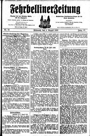 Fehrbelliner Zeitung vom 04.08.1926