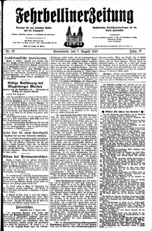Fehrbelliner Zeitung on Aug 7, 1926