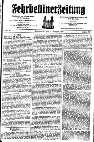 Fehrbelliner Zeitung vom 21.08.1926
