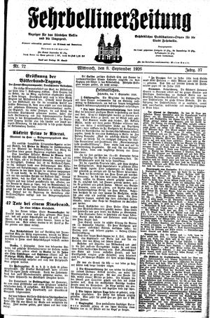 Fehrbelliner Zeitung vom 08.09.1926
