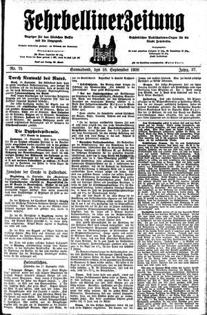 Fehrbelliner Zeitung vom 18.09.1926