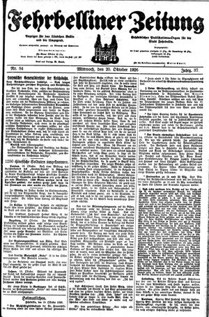 Fehrbelliner Zeitung vom 20.10.1926