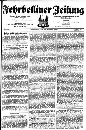 Fehrbelliner Zeitung vom 23.10.1926