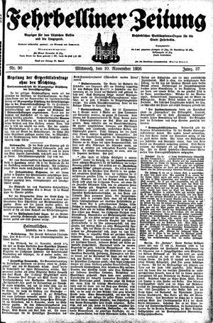 Fehrbelliner Zeitung vom 10.11.1926