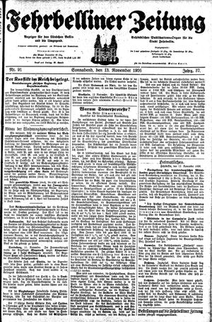 Fehrbelliner Zeitung vom 13.11.1926