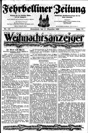 Fehrbelliner Zeitung vom 11.12.1926