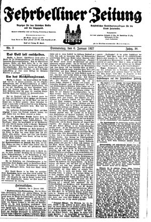 Fehrbelliner Zeitung vom 06.01.1927