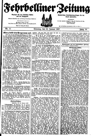 Fehrbelliner Zeitung vom 25.01.1927