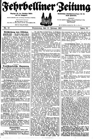 Fehrbelliner Zeitung vom 10.02.1927