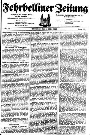 Fehrbelliner Zeitung vom 05.03.1927