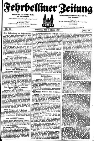 Fehrbelliner Zeitung vom 08.03.1927
