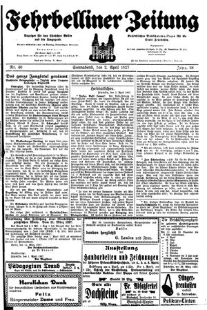 Fehrbelliner Zeitung vom 02.04.1927