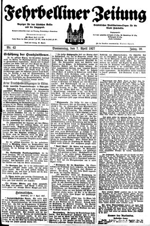 Fehrbelliner Zeitung vom 07.04.1927