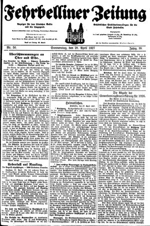Fehrbelliner Zeitung vom 28.04.1927