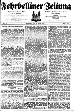 Fehrbelliner Zeitung vom 03.05.1927