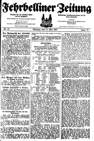 Fehrbelliner Zeitung vom 10.05.1927