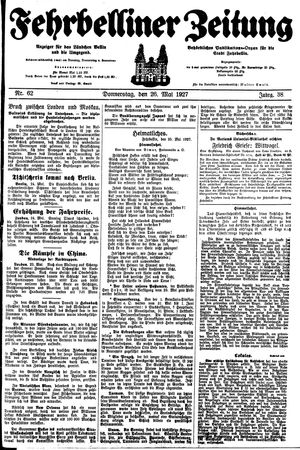 Fehrbelliner Zeitung vom 26.05.1927
