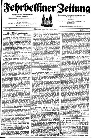 Fehrbelliner Zeitung vom 31.05.1927