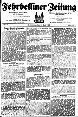Fehrbelliner Zeitung vom 02.06.1927