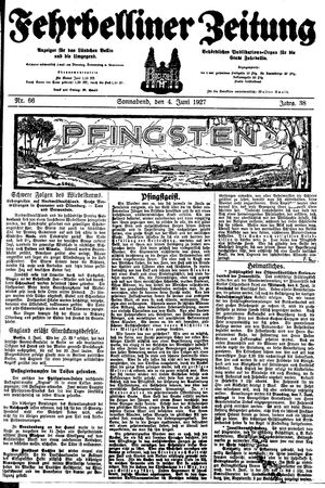 Fehrbelliner Zeitung vom 04.06.1927