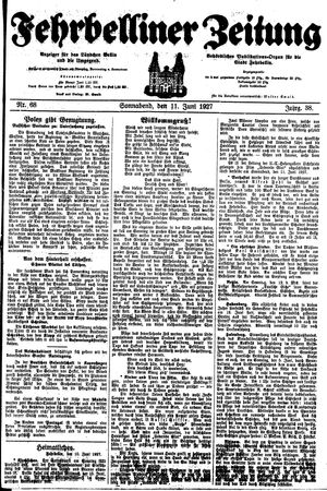 Fehrbelliner Zeitung vom 11.06.1927