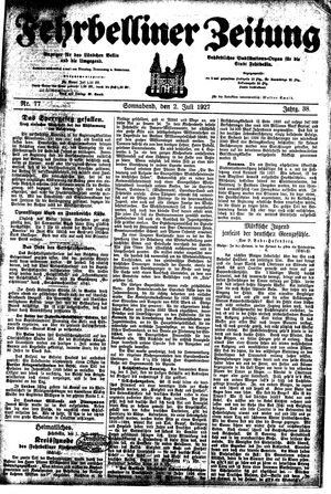 Fehrbelliner Zeitung vom 02.07.1927