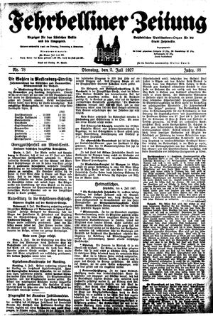 Fehrbelliner Zeitung vom 05.07.1927