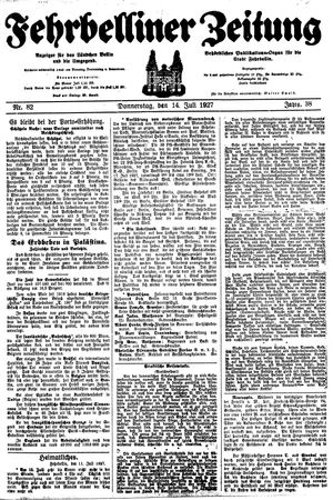 Fehrbelliner Zeitung on Jul 14, 1927