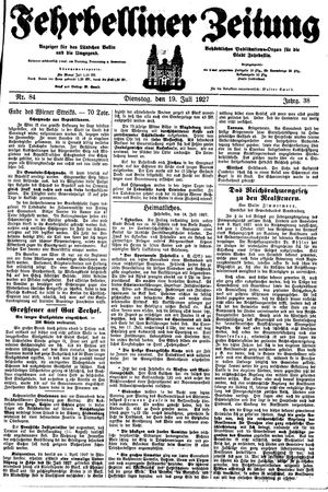 Fehrbelliner Zeitung vom 19.07.1927