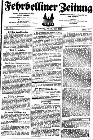 Fehrbelliner Zeitung vom 28.07.1927