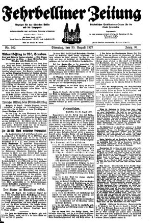 Fehrbelliner Zeitung vom 30.08.1927