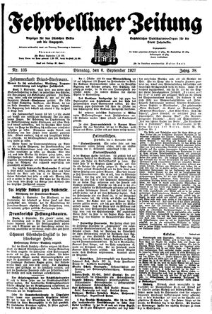 Fehrbelliner Zeitung vom 06.09.1927