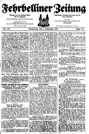 Fehrbelliner Zeitung vom 08.09.1927