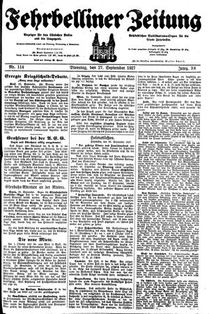Fehrbelliner Zeitung vom 27.09.1927
