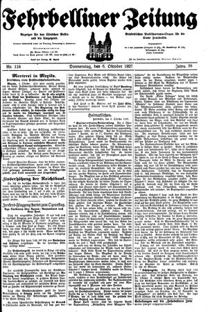 Fehrbelliner Zeitung vom 06.10.1927
