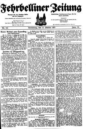 Fehrbelliner Zeitung vom 13.10.1927